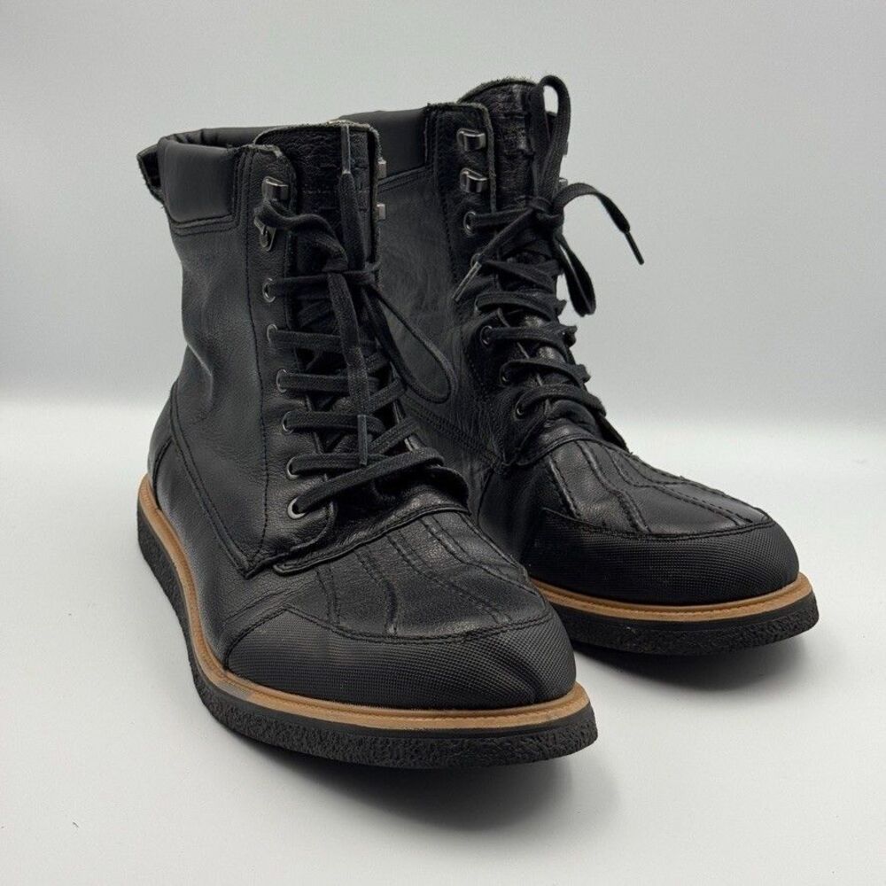 Calvin Klein Fargo Boots Men's 12 Black Leather Lace-Up Good Condition